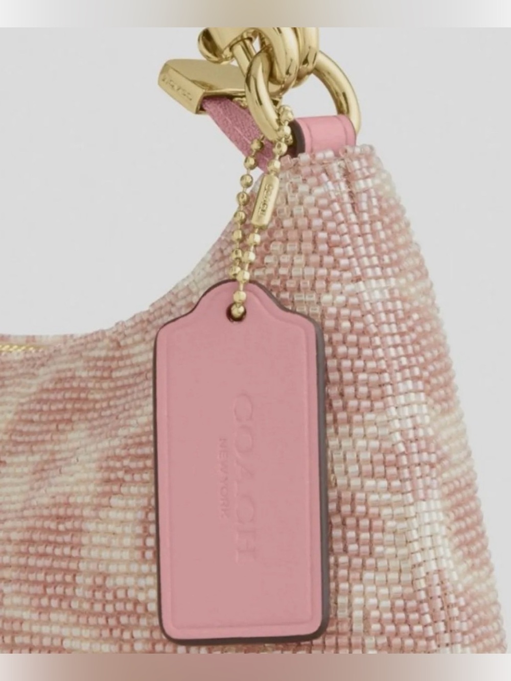 COACH Teri Shoulder Bag Signature Satin Pink Hobo Handbag - Picture 11 of 12